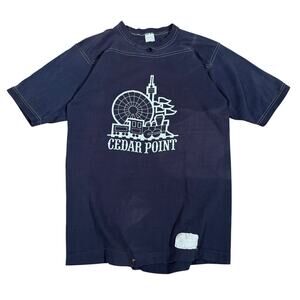Vintage Cedar Point 70s 80s Faded Distressed Amusement Park Sportswear Shirt S